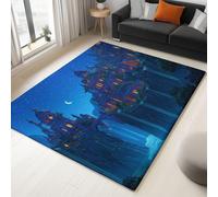 Tapis Modernes Architecture Gothique Et Fantastique , Moquette Lavable En Machine Avec Dessous Antidérapant, Tapis Décoratif Pour Chambre, Cuisine, Entrée Et Maison, , Dimension 160 X 230 Cm, Bleu