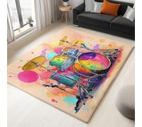 Tapis Modernes Graffiti Instrument Musique Tambour , Moquette Lavable En Machine Avec Dessous Antidérapant, Tapis Décoratif Pour Chambre, Cuisine, Entrée Et Maison, Dimension 80 X 150 Cm, Multicolore
