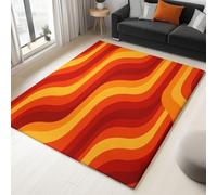 Tapis Modernes Style Rétro Lignes Ondulées , Moquette Lavable en Machine avec Dessous Antidérapant, Tapis Décoratif pour Chambre, Cuisine, Entrée et Maison, , Dimension 160 cm x 230 cm, Couleur Orange