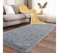 Tapis Moelleux à Poils Courts 115 x 90 cm Antidérapant, Extra Large, Moelleux et Moderne Tapis pour Salon Shaggy pour Chambre à Coucher, Gris Clair