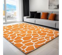 Tapis Moelleux à Poils Courts, Motif Abstrait Artistique Motif Girafe, Paillasson avec Dessous antidérapant, Orange, 60 x 110 cm, Tapis pour Cuisine, Salle à Manger, Bureau et Chambre