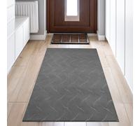 Tapis moelleux avec de jolis motifs ondulés en anthracite
