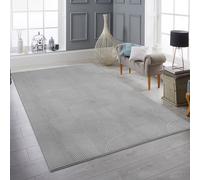 Tapis moelleux avec un joli motif à lignes en gris
