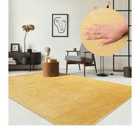 the carpet Relax tapis moelleux à poils courts, dessous antidérapant, lavable à 30 degrés, super soft, or, 140 x 200 cm