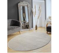 the carpet Relax Tapis Moderne à Poils Courts et Moelleux, Dessous antidérapant, Lavable à 30 degrés, Super Doux, Aspect Fourrure, Gris, 140 x 200 cm Ovale