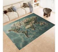 Tapis Monde Carte Enfant 50x80 cm Imitation Cachemire Tapis Carte Nautique 3D Imprimé Motif Fond Silencieux Lavable Nettoyage Sec ou Humide pour Couloir Spacieux Descente de Lit Moquette Chambre Rug