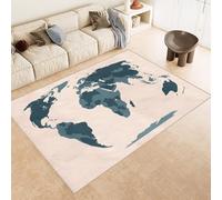 Tapis Monde Carte Enfant 60x90 cm Imitation Cachemire Tapis Carte Nautique 3D Imprimé Motif Fond Silencieux Lavable Nettoyage Sec ou Humide pour Couloir Spacieux Descente de Lit Moquette Chambre Rug