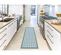 Tapis Mosaico bleu et bleu foncé pour chambres en PVC | 60 x 120 cm | Moquette PVC | Sol vinylique | Décoration de la maison | Sol de protection |