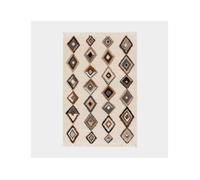 Tapis motif berbère à franges - Héritage du désert - Gris camel - 160 x 230 cm