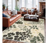 Tapis motif feuille, branche de fougère naturelle botanique, vert printemps, envers antidérapant, tapis rectangulaire doux résistant aux taches pour salon, chambre à coucher, salle de classe, dortoir