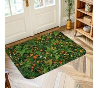Tapis motif fougère, fleur botanique, feuilles de printemps, vert, antidérapant, tapis rectangulaire qui ne perd pas ses poils pour salle de bain, chevet, entrée, décoration de porte, 0,6 x 0,9 m