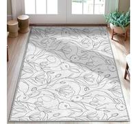 Tapis motif lapin, printemps, nature, fleur, feuille, printemps, blanc, paillasson rectangulaire imprimé, tapis de salle de bain, entrée, chevet, buanderie, décoration de salle de bain, 0,9 x 1,5 m