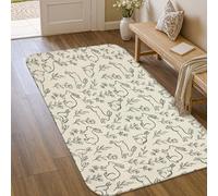 Tapis motif lapin, printemps, nature, fleur, feuille, printemps, crème, tapis à poils ras en éponge douce, résistant aux taches, salle de bain, entrée, chevet, décoration de porte, 0,9 x 1,5 m