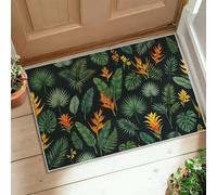 Tapis motif oiseaux de paradis, feuilles de palmier tropicales, vert d'été, dos antidérapant, tapis d'intérieur qui ne perd pas ses poils pour salle de bain, entrée, cuisine, chevet, 0,6 x 0,9 m
