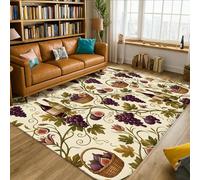 Tapis motif raisin, récolte, paniers traditionnels, bouteilles de vin, violet, antidérapant, tapis imprimé rectangulaire pour salon, chambre à coucher, nouvelle maison, salle à manger, 1,5 x 2,1 m