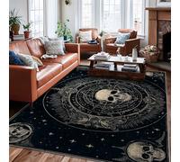 Tapis motif tête de mort, cercle mystique gothique, étoiles, Halloween, noir, tapis à poils courts résistant à la décoloration pour salon, chambre à coucher, salle de classe, dortoir, 1,8 x 2,7 m