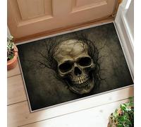 Tapis motif tête de mort - Textures de branches gothiques d'Halloween - Noir - Dos antidérapant - Tapis rectangulaire qui ne perd pas ses poils pour salle de bain, chevet, entrée, décoration de porte