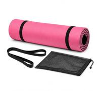 Tapis Mousse Rayé Antidérapant, Rose, 183 * 80 * 1.5cm | Mousse NBR, pour débutant, usage individuel, inclut sangle transport, tissu, surface rayée, Pour le sport, Pour la méditation