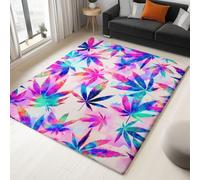 Tapis Multicolore Fantaisie Couleurs Vives TieDye Feuilles Cannabis Tapis Salon Chambre à Coucher Salle à Manger Couloir Chambre Cuisine Antidérapant Enfant Ado Décoration, Tapis Lavable 100 x 150 cm