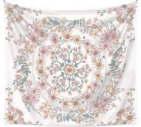 Tapis mural fleur et plante esquissŽe, Mandala fleur boho tapisserie, tapis mural hippie b?me pour chambre, salon, rŽsidence, dŽcoration maison (150 cm x 130 cm,couleur 9)