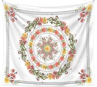 Tapis mural fleur et plante esquissŽe, tapisserie mandala-fleurs-boho, tapis mural hippie b?mique Pour chambre, salon, rŽsidence, dŽcoration de la maison (200 cm x 150 cm,couleur 4)
