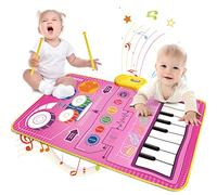 Tapis Musical Bébé, 2 en 1 Batterie & Piano Enfant Jouets Bebe Musique Tapis de Danse Montessori 1 2 3 Ans, Sensoriel Jeux Éducatifs Cadeau d'anniversaire Noël pour Filles Garçons 1 2 3 4 5 Ans