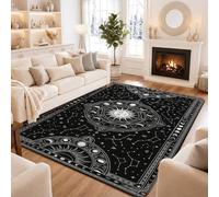 Tapis mystique avec citation des phases du soleil et de la lune céleste 1,5 | Motif céleste, thème nuit étoilée, décoration d'intérieur mystique, inspiration astronomique, art détaillé