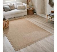 Tapis Nature Bohème Jute Salon, Chambre, Couloirs Extérieur (160x160 cm Rond, 8751 Beige)