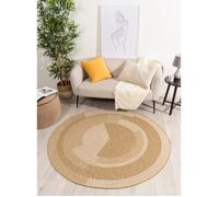 Tapis - NAZAR RUGS - NATURE - 160x160 cm - Effet jute - Blanc