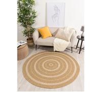 Tapis - NAZAR RUGS - NATURE - 160x160 cm - Effet jute naturel - Blanc