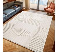 Tapis - NAZAR RUGS - TURIN - Géométrique en relief - Crème - 60x110 cm