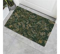 Tapis Nervures Élégantes Feuilles D'Aneth Vert Foncé, 40X60Cm Tapis Plante Vintage Paillasson Piège Visuel Amusant Antidérapant Lavable Paillasson D'Entrée Intérieur Extérieur Pour Salle Bain