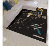 Tapis Noir 100x150cm Tapis à Motifs géométriques Magnifiques pour Chambre Salon Tapis de Sol Fin antidérapant Lavable pour Couloir Rug Nordiques Modernes