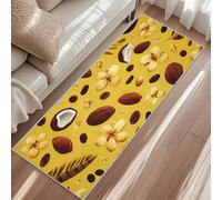 Tapis Noix De Coco, Tapis Entree Fleur Grains De Café Noix Fruit, Rugs 50x80cm pour Chambre Passage Sortie Carpet Poils Ras Antidérapant Lavable en Machine