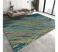 Tapis nordique abstrait vert - Lignes incurvées simples dessinées à la main - Tapis court en velours pour chambre à coucher, entrée, couloir, décoration - 120 x 170 cm