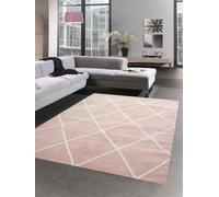 Tapis Nordique pour Salon en Design Scandinave avec Motif de Diamant Blanc C ...