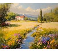 Tapis Noué A Faire Paysage De Chalet Ruralkit De tapisserie À Crochet De Loquet Diy Pour Tapis Rectangulaire De Chambre À Coucher Pour Adultes，Ensemble De Broderie ArtisanaleCoussin De S 23x35in