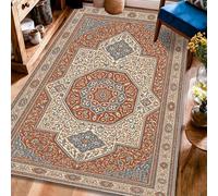 Tapis octogonal, traditionnel, élégant, floral, géométrique, sans terre cuite, à poils ras - Ne perd pas ses poils - Pour salon, chambre à coucher, couloir, bureau, décoration de bureau - 1,2 x 1,8 m