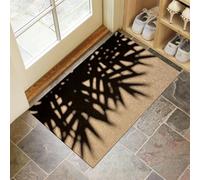 Tapis Ombres Feuilles Palmier Entrée Intérieur - Tapis de Porte Plage Abstraite Antidérapant Anti-Poussière - Paillasson de Propreté Extérieur - Tapis de Porte Lavable Absorbant (Brun 60 x 90 cm)