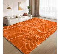 Tapis Ondulations d'eau Orange, Tapis Vagues Orange Ombré D'Entrée D'Intérieur Doux en Fausse Laine Antidérapant Lavable D'Accent pour Salon Porte D'Entrée Décoration 90x120cm