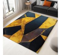 Tapis Or à Poils Courts 140x200 cm - Géométrie Abstraite Triangles, Tapis Lavable Antidérapant Doux pour Salon, Chambre Enfant, Salle à Manger, Crèche, Salle de Jeux