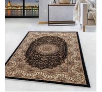 Tapis Orient Noir 200 x 290 cmTapis oriental classique à tissage serré tapis à poil court motifs ornementaux et floraux