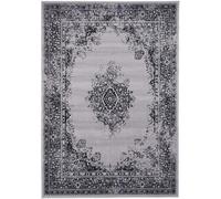 Tapis oriental 120x170 rectangle noir tissé motif ethnique LYN1 VINTOR