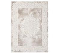 Tapis oriental Ø140cm rond beige tissé motif ancestral LYN7 BALROD