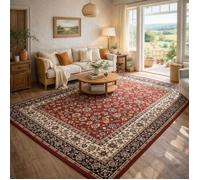 Tapis oriental 140x200 rectangle rouge tissé motif ancestral LYN1 NOMED