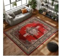 Carpettex Tapis oriental à poils courts - Aspect classique - Rouge - 240 x 340 cm - Vintage pour salon, chambre à coucher, cuisine, lavable