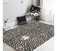Tapis oriental lavable à poils courts et doux pour salon, chambre à coucher, salle à manger, entrée, décoration d'intérieur, imprimé léopard rétro, noir, marron - 80 x 120 cm
