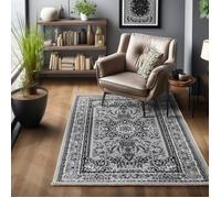 Tapis oriental - SIMPEX - 80x150 cm - Noir, Gris, Blanc - 100% polypropylène - Oeko-Tex Standard 100