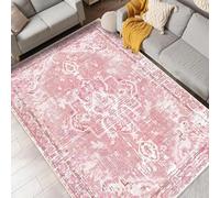 Tapis oriental vintage à poils courts pour chambre à coucher, décoration d'intérieur pour salon, motif rose antique, 200 x 290 cm, revêtement de sol élégant