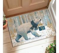 Tapis ours polaire, tapis d'hiver confortable, flocons de neige, envers antidérapant, tapis rectangulaire qui ne perd pas ses poils pour entrée, salle de bain, cuisine, porte, 0,6 x 0,9 m